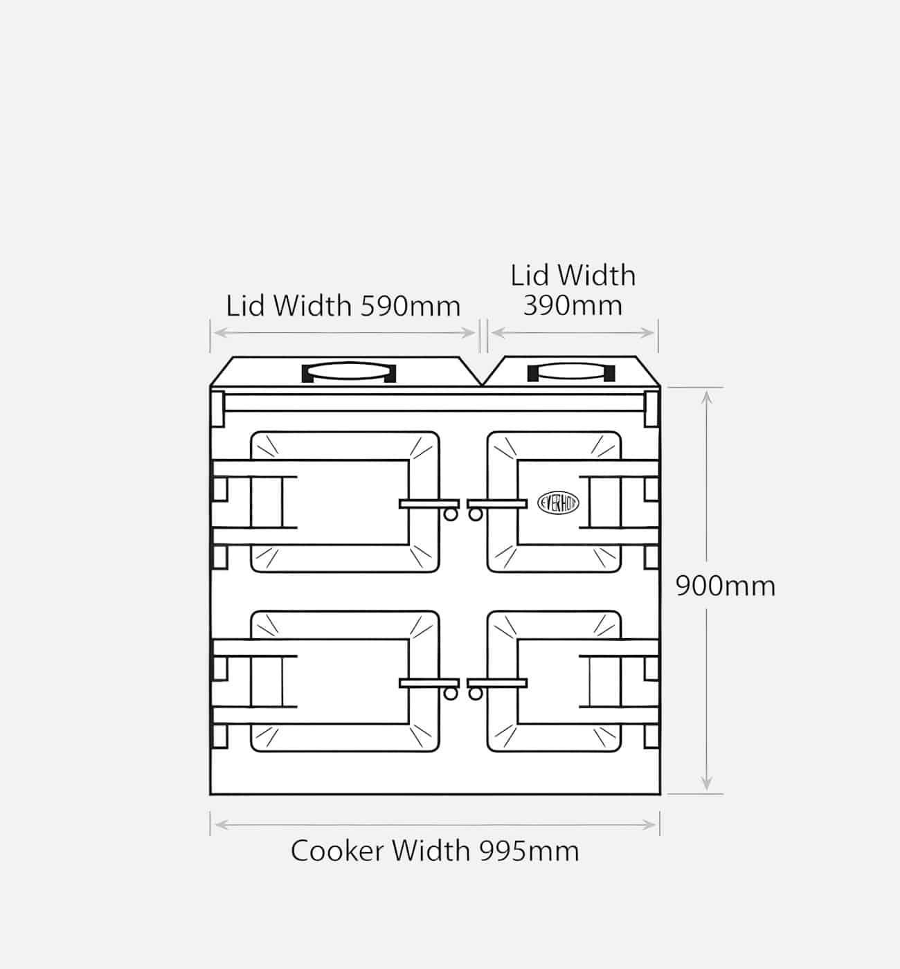 Everhot 100 Dimensions Everhot 100+ Series 100cm Electric Cast Iron Range Cooker - Image 2