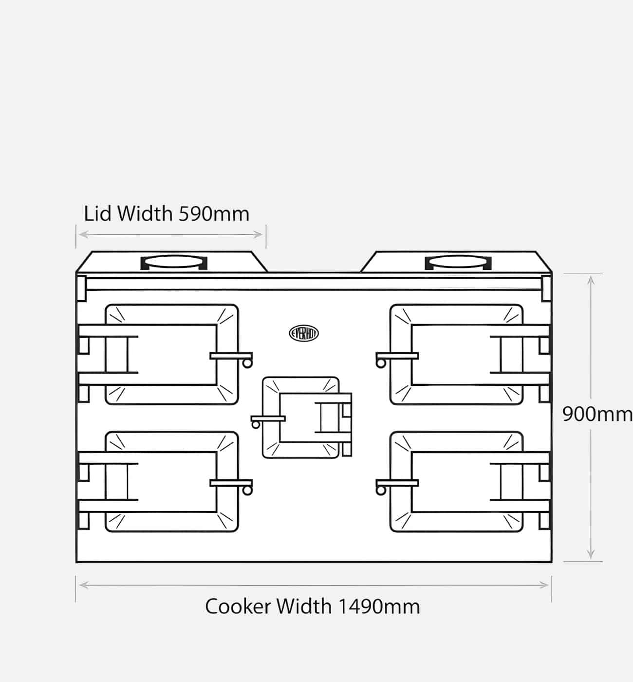 Everhot 150 Dimensions Everhot 150+ Series 150cm Electric Cast Iron Range Cooker - Image 3