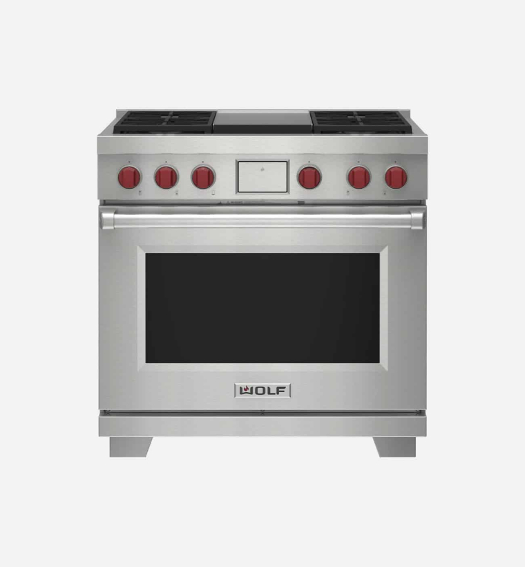 Wolf ICBDF36450GSP 91.1cm Stainless Steel Dual Fuel Range Cooker