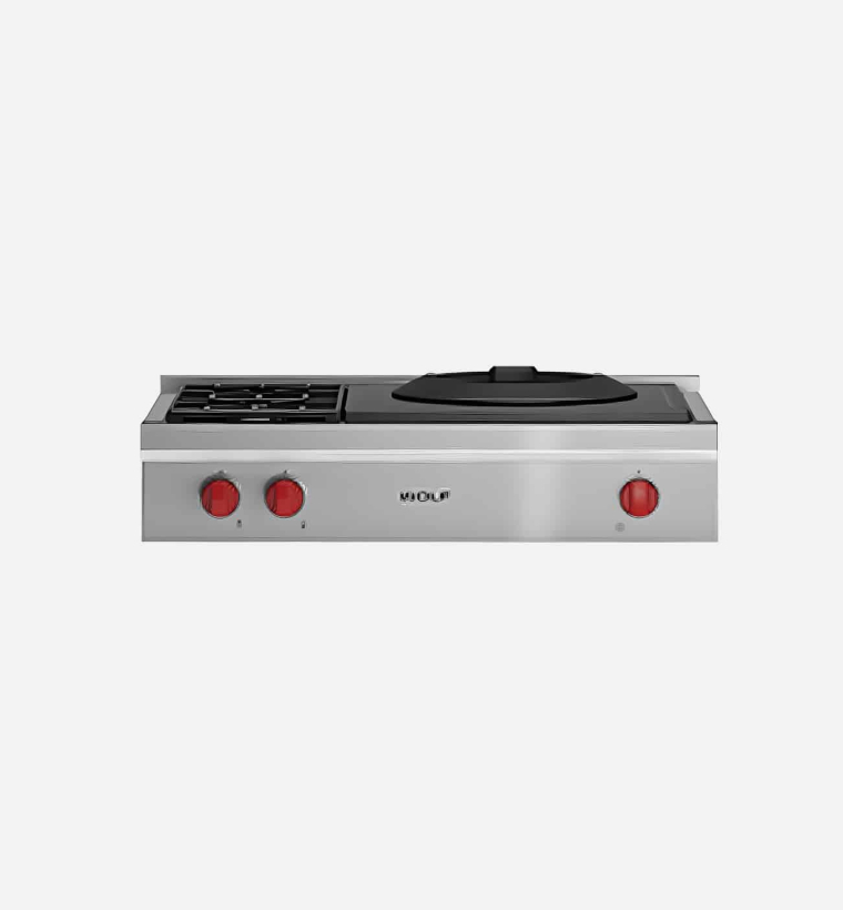 Wolf ICBSRT362W 91.1cm Stainless Steel Sealed Range Top Gas Burner