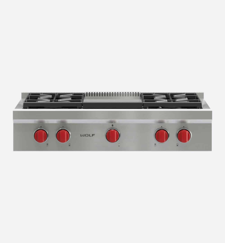 Wolf ICBSRT364G 91.1cm Stainless Steel Sealed Range Top Gas Burner