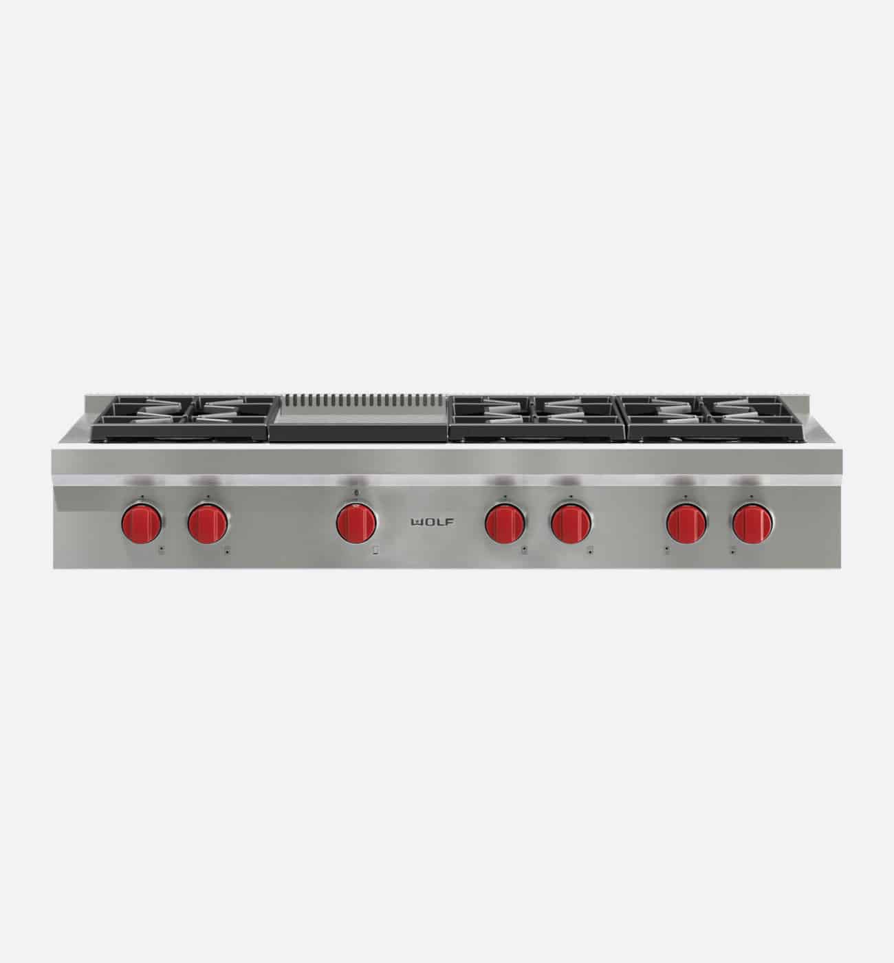 Wolf ICBSRT486G 121.6cm Stainless Steel Sealed Range Top Gas Burner Wolf ICBSRT486G 121.6cm Stainless Steel Sealed Range Top Gas Burner