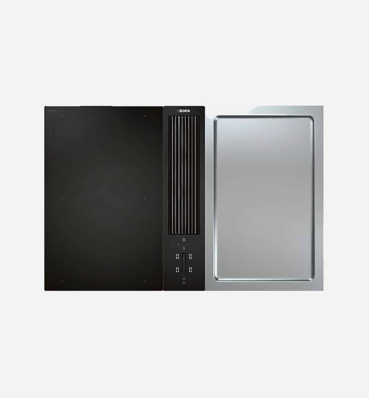 BORA CKA2FIT 32.7cm Stainless Steel And Black Hood And Teppan Cooktop Set