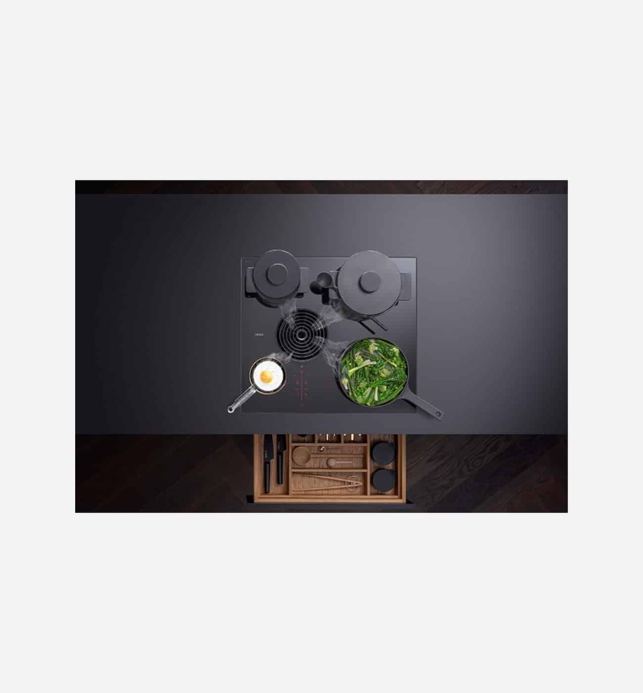 BORA PURSU 58cm S Pure Black Induction Venting Hob – Recirculating Img2 BORA PURSA 58cm S Pure Black Induction Venting Hob - Externally Ducted - Image 2