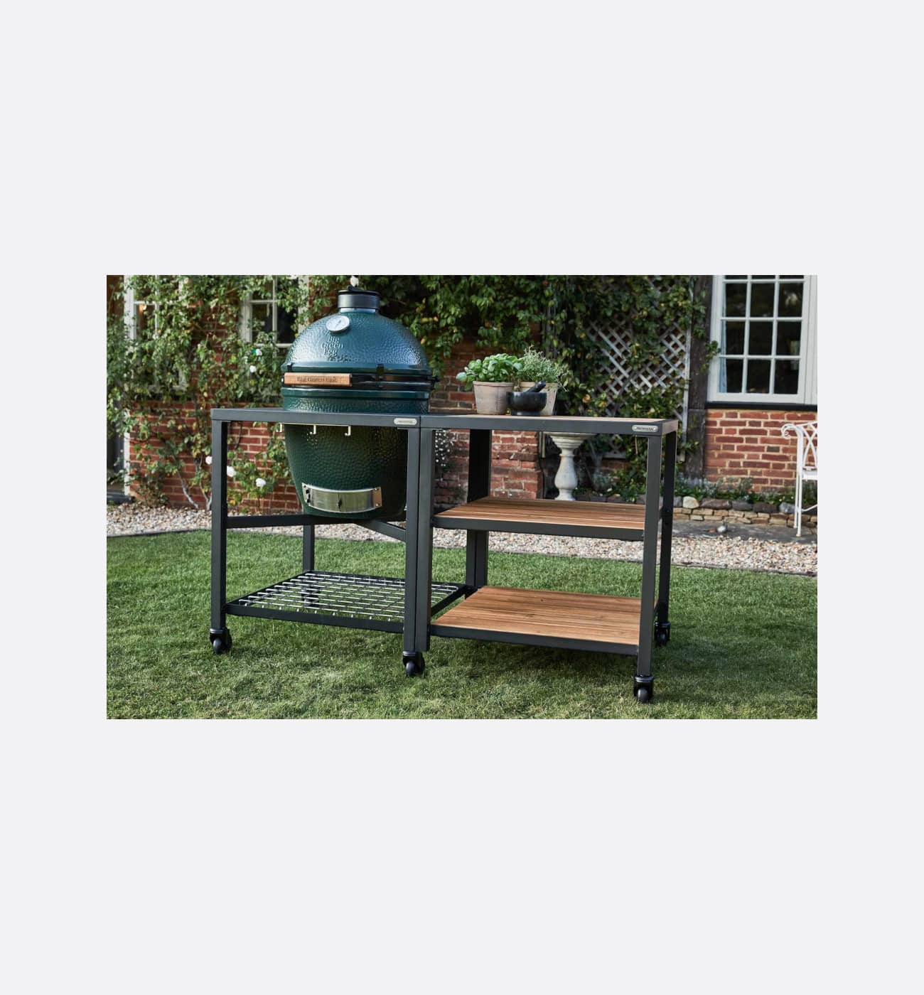 Big Green Egg ACL260 AWS Modular Nest, Expansion Frame And Acacia Shelves Img5 Big Green Egg ACL260-AWS Modular Nest, Expansion Frame and Acacia Shelves - Image 5
