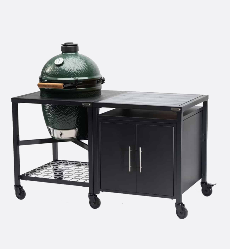 Big Green Egg Modular Nest, Expansion Cabinet And Distressed Acacia Shelf