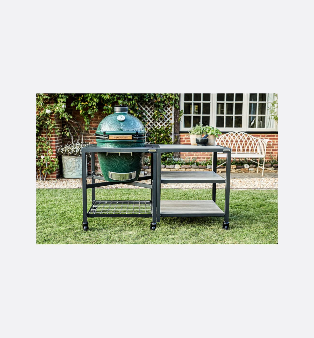 Big Green Egg ACL260 DAWS Modular Nest, Expansion Frame And Distressed Acacia Shelves Img3 Big Green Egg ACL260-DAWS Modular Nest, Expansion Frame and Distressed Acacia Shelves - Image 3