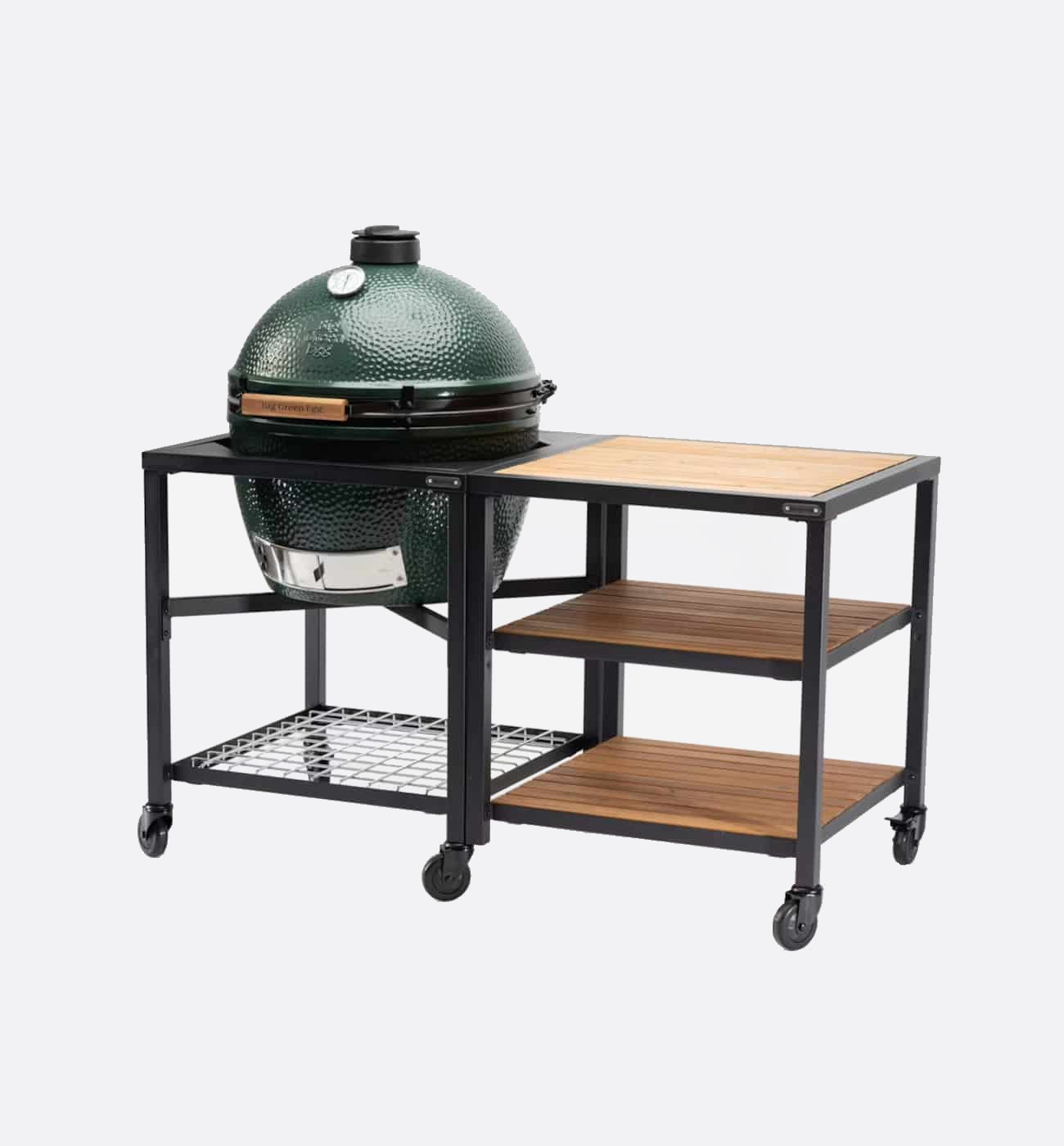 Big Green Egg Extra Large Modular Nest, Expansion Frame And Acacia Shelves Big Green Egg Extra Large Modular Nest, Expansion Frame And Acacia Shelves