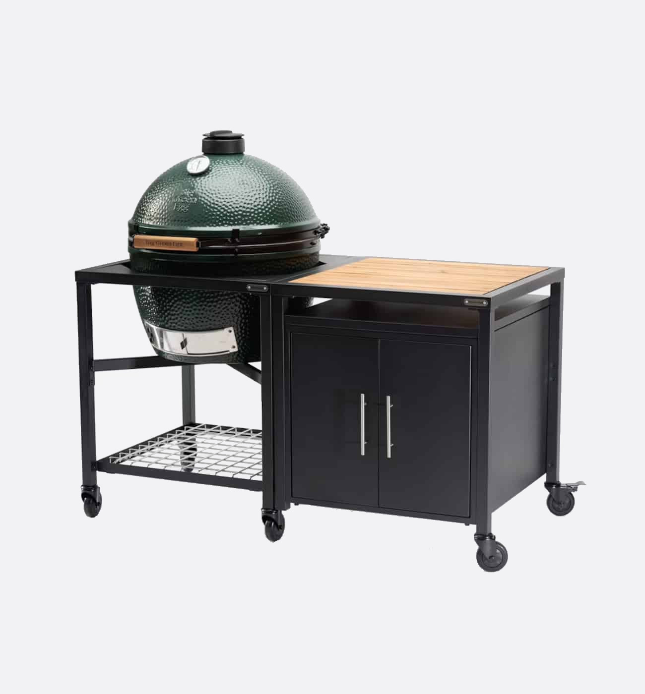 Big Green Egg Extra Large Modular Nest, Expansion Cabinet And Acacia Shelf Big Green Egg Extra Large Modular Nest, Expansion Cabinet And Acacia Shelf