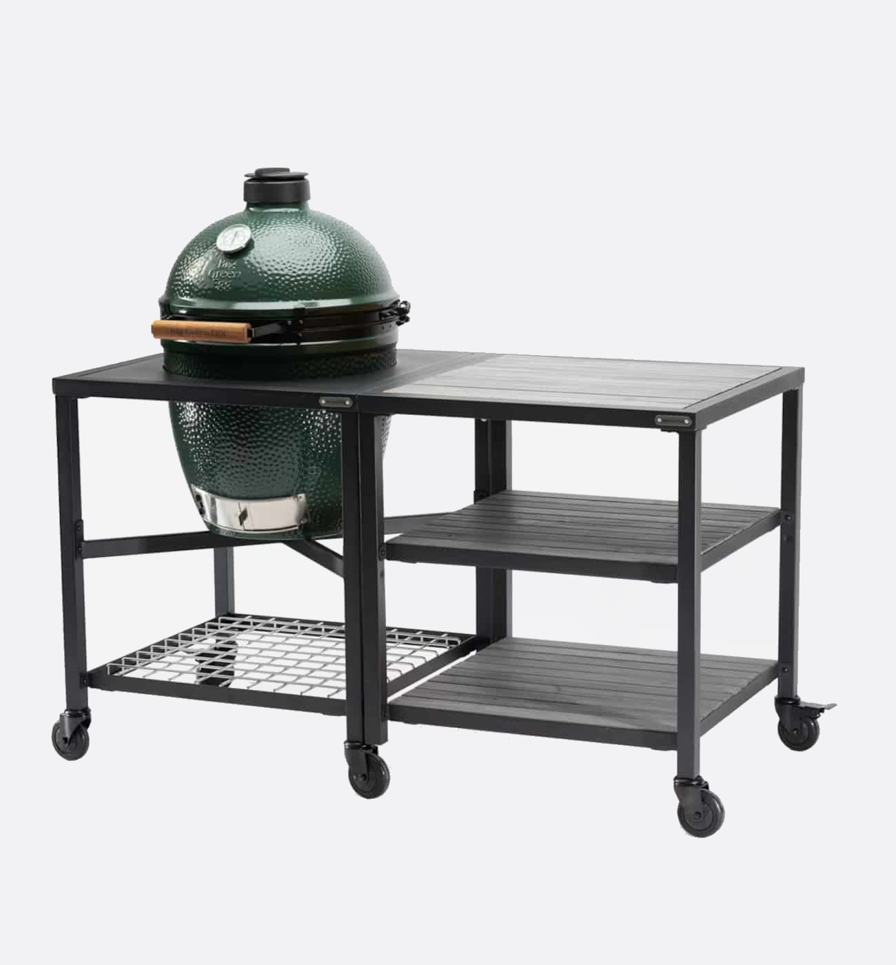 Big Green Egg Modular Nest, Expansion Frame And Distressed Acacia Shelves Big Green Egg Modular Nest, Expansion Frame And Distressed Acacia Shelves