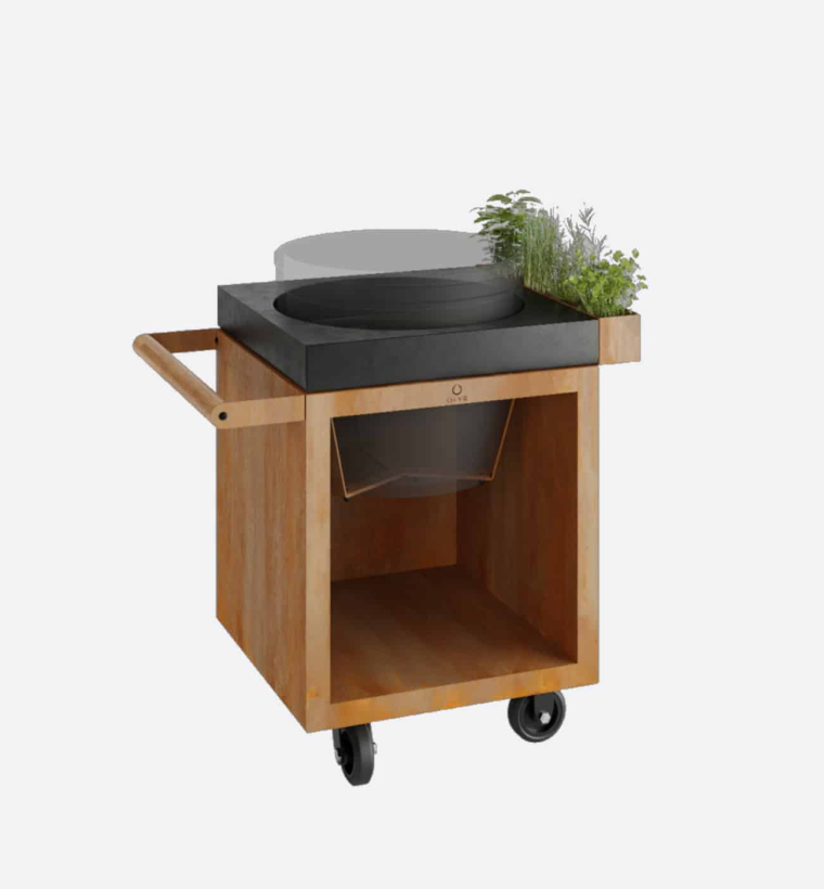 OFYR Kamado Table Corten 65 PRO Concrete BGE