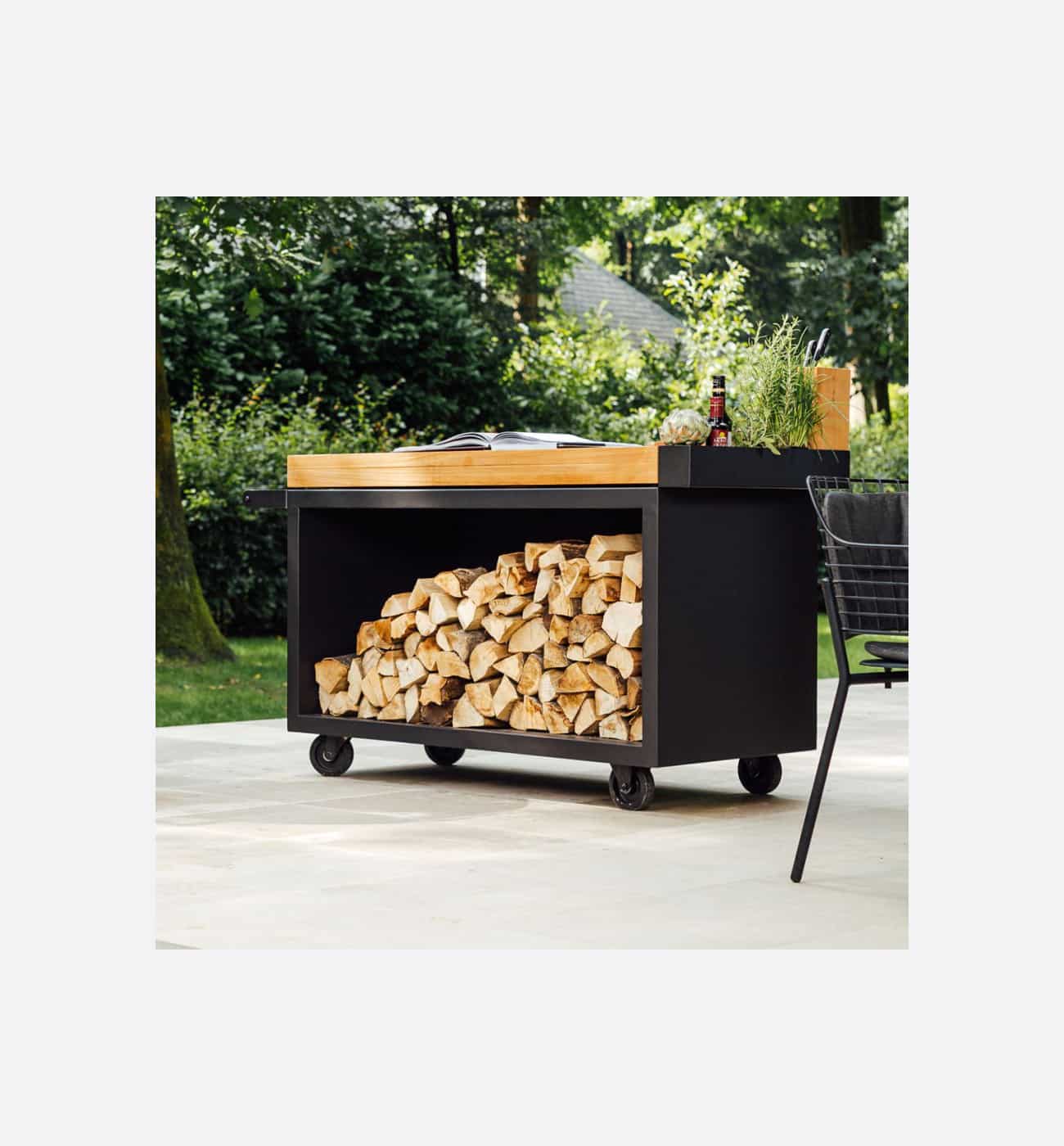 OFYR Mise En Place Table Black 135 PRO Teak Wood Img2 OFYR Mise en Place Table Black 135 PRO Teak Wood - Image 2