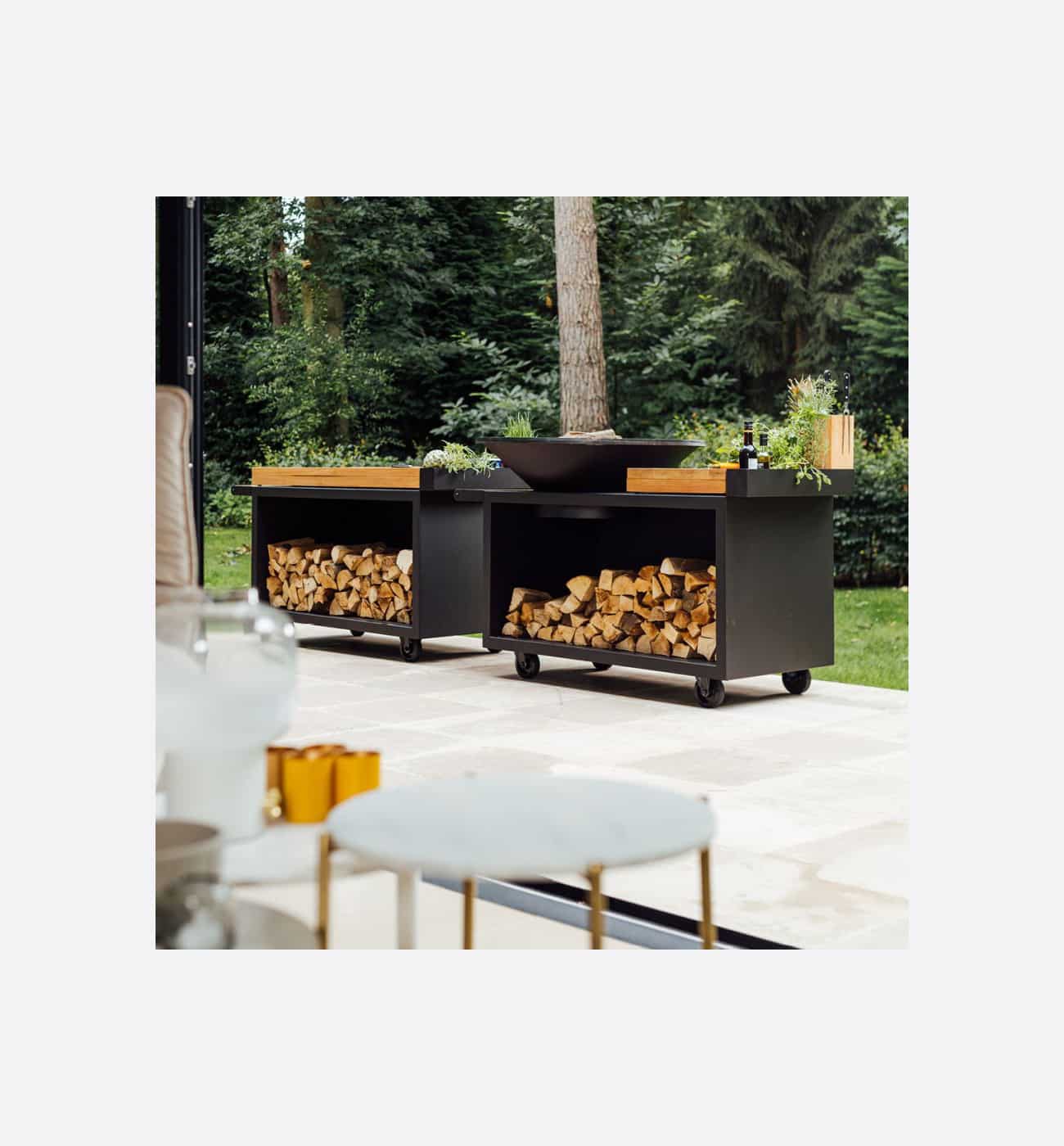 OFYR Mise En Place Table Black 135 PRO Teak Wood Img4 OFYR Mise en Place Table Black 135 PRO Teak Wood - Image 4