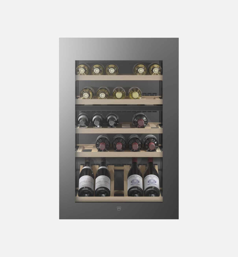 V-Zug V4000 WineCooler 90 60cm Platinum Mirror Glass Fully-Integrated Wine Cooler - Left Hand Hinge