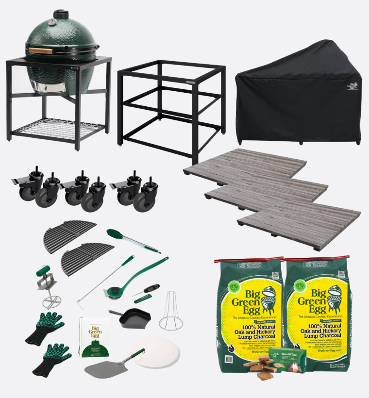 Big Green Egg Extra Large Modular Distressed Acacia Expansion Bundle