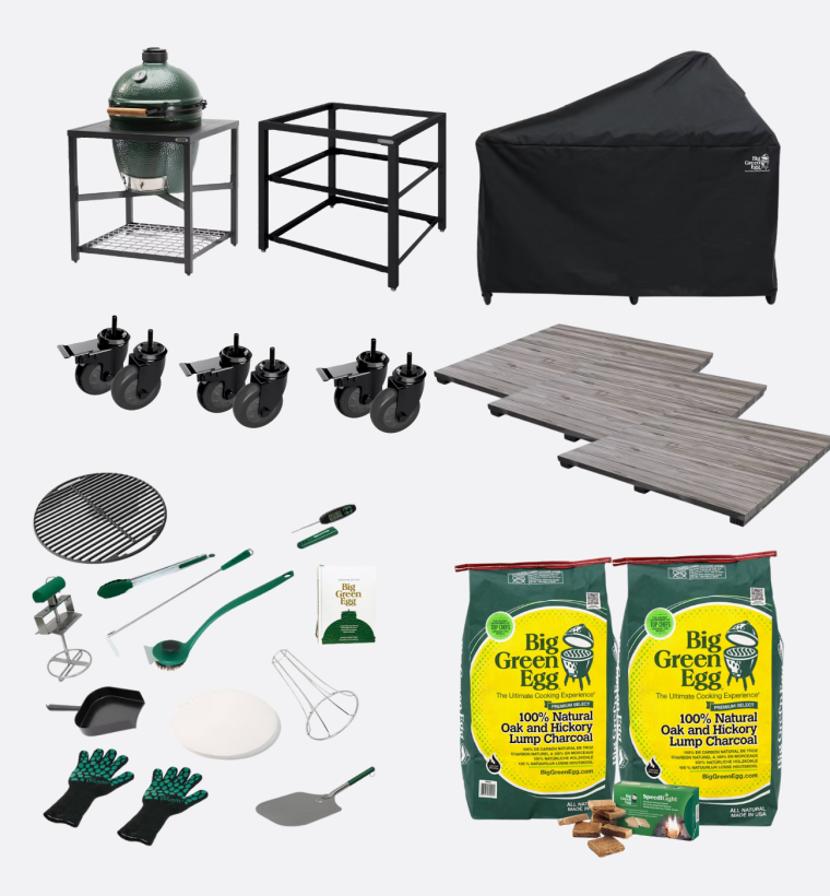 Big Green Egg Large Modular Distressed Acacia Expansion Bundle