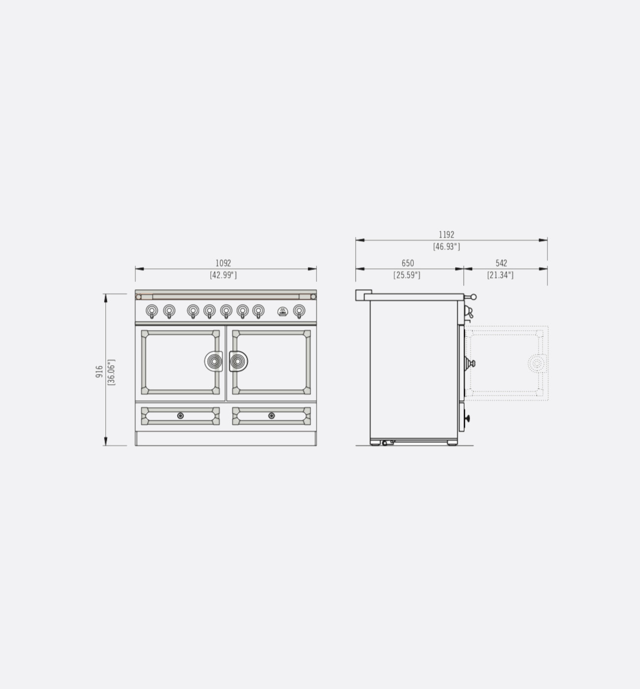La Cornue Cornufé 110 Induction Range Cooker Dimensions La Cornue Cornufé 110 Induction Range Cooker - Image 4