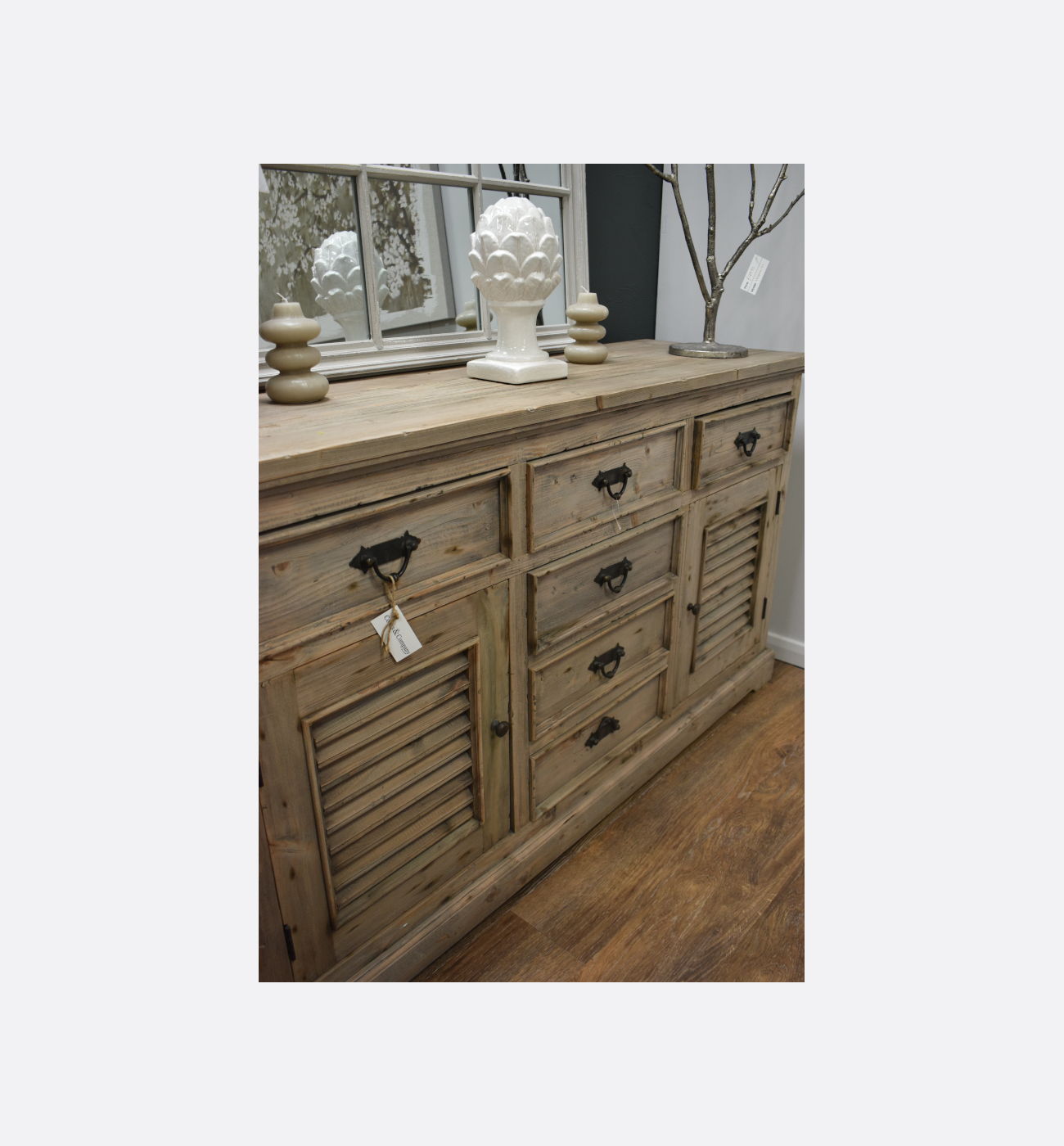 Coach House Colonial Reclaimed Louvred Sideboard Ex Display Img2 Coach House Colonial Reclaimed Louvred Sideboard - Ex-Display - Image 2