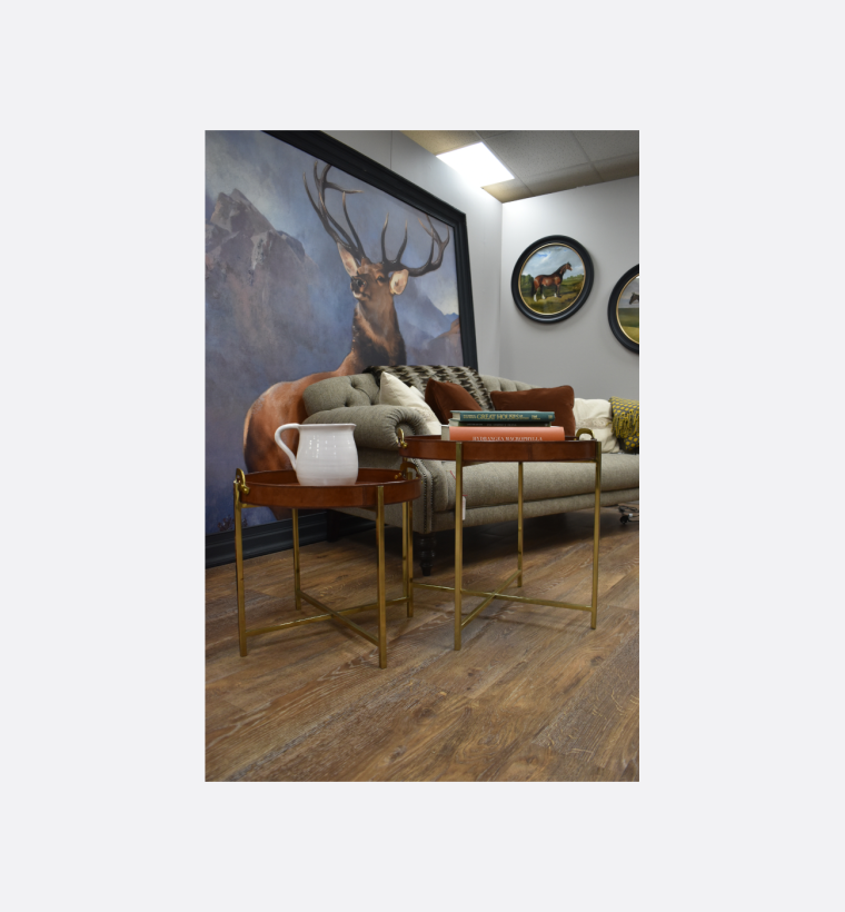 Coach House Leather Set Of 2 Tray Tables Ex Display