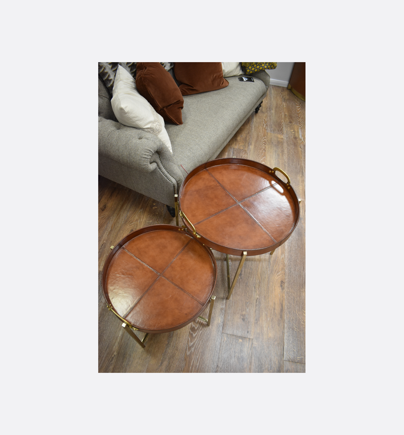Coach House Leather Set Of 2 Tray Tables Ex Display Img2 Coach House Leather Set Of 2 Tray Tables Ex Display Img2