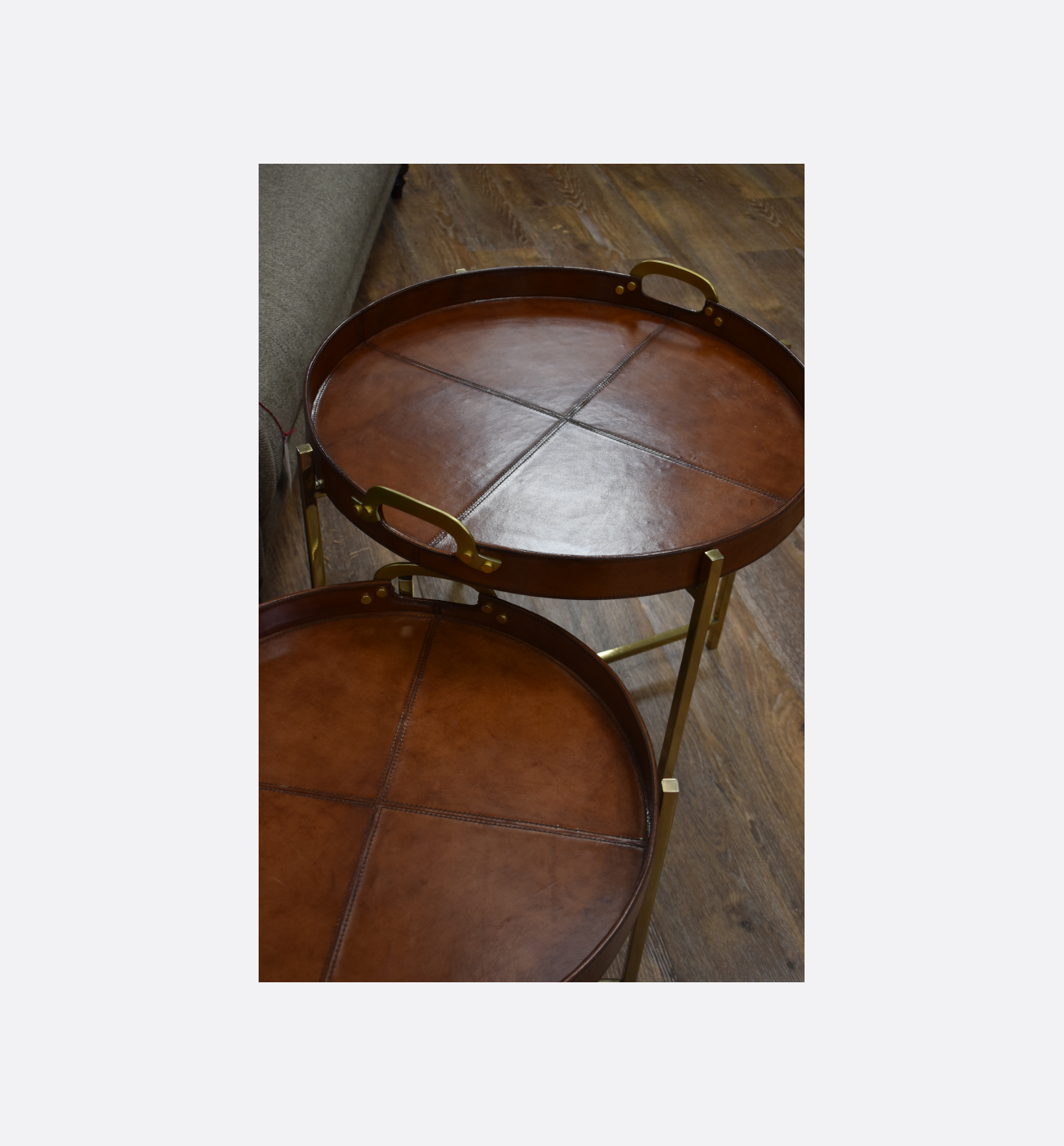 Coach House Leather Set Of 2 Tray Tables Ex Display Img3 Coach House Leather Set Of 2 Tray Tables Ex Display Img3