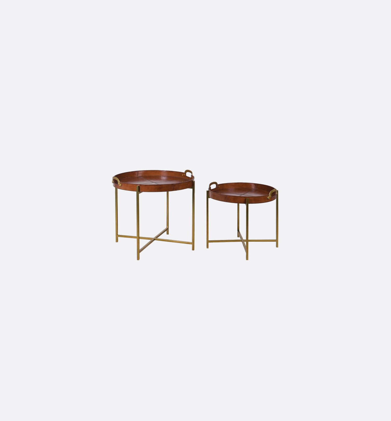 Coach House Leather Set Of 2 Tray Tables Ex Display Img7 Coach House Leather Set of 2 Tray Tables - Ex-Display - Image 7