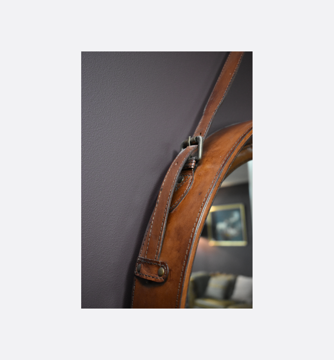 Coach House Round Leather Hanging Mirror Ex Display Img3 Coach House Round Leather Hanging Mirror Ex Display Img3