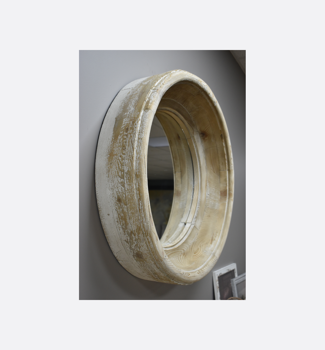 Coach House Round Wooden Mirror Ex Display Img2 Coach House Round Wooden Mirror Ex Display Img2