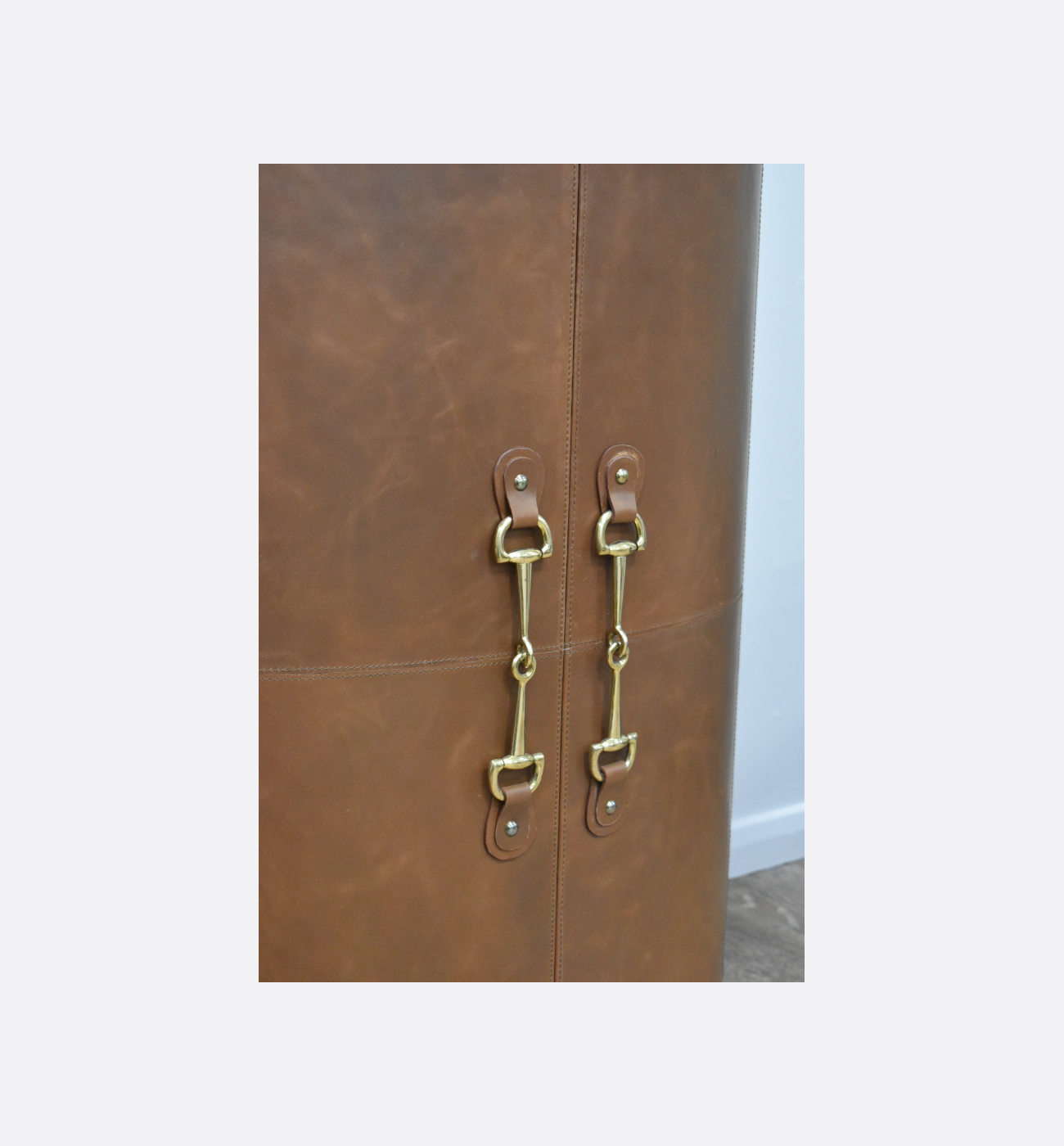 Coach House Tan Leather Curved Cabinet Ex Display Img3 Coach House Tan Leather Curved Cabinet Ex Display Img3