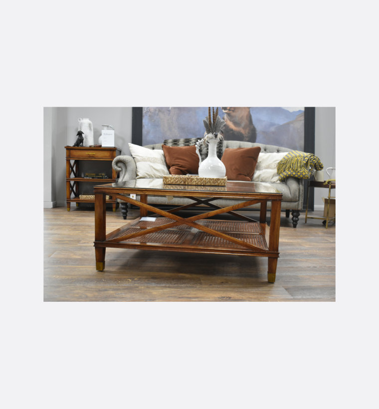 Coach House Wellington Cross Sided Rattan Coffee Table With Glass Top Ex Display