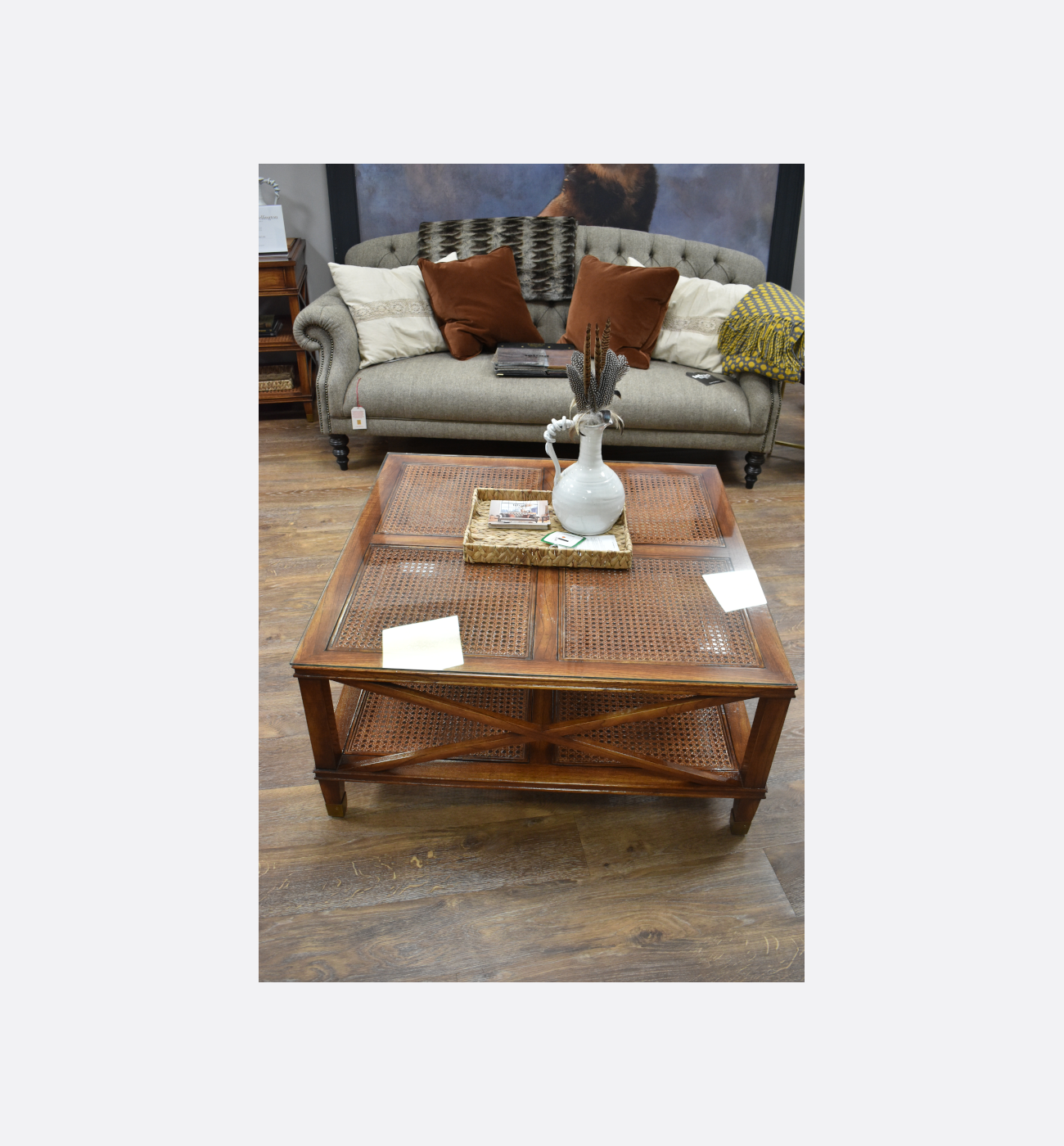 Coach House Wellington Cross Sided Rattan Coffee Table With Glass Top Ex Display Img2 Coach House Wellington Cross Sided Rattan Coffee Table With Glass Top Ex Display Img2