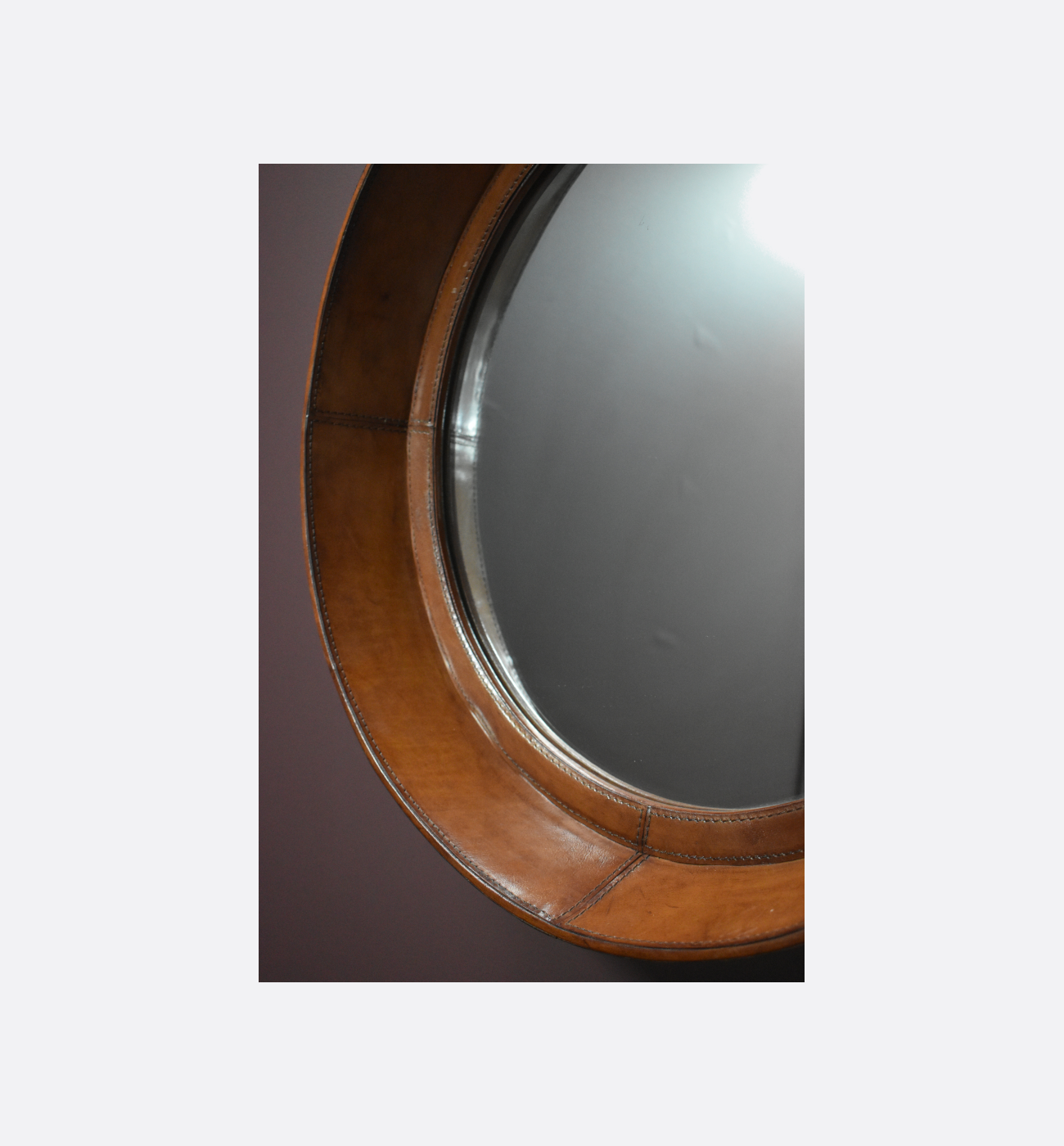 Coach House Round Leather Hanging Mirror Ex Display Img2 Coach House Round Leather Hanging Mirror - Ex-Display - Image 2