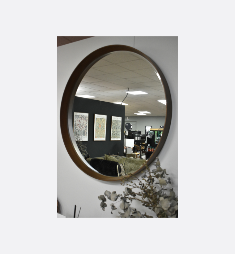 Gallery Direct Keaton Large Round Walnut Mirror Ex Display