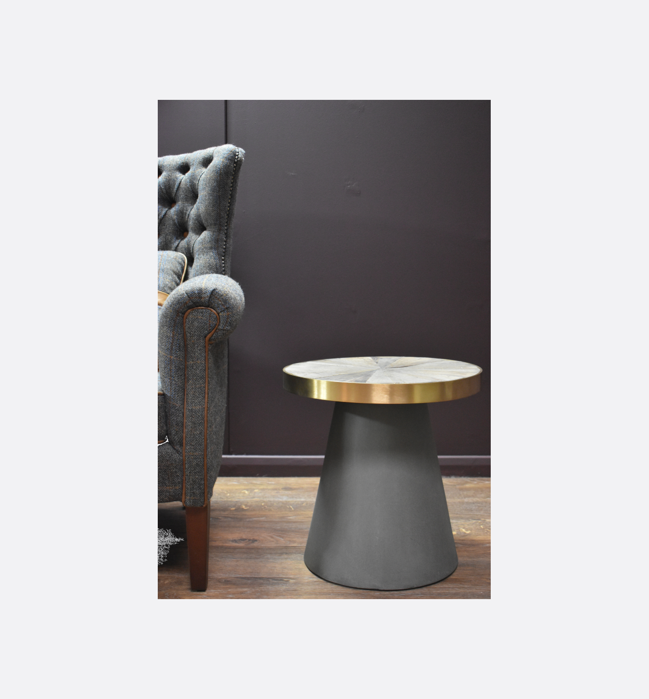 Libra Belmore Recycled Elm And Concrete Side Table Ex Display Libra Belmore Recycled Elm And Concrete Side Table Ex Display