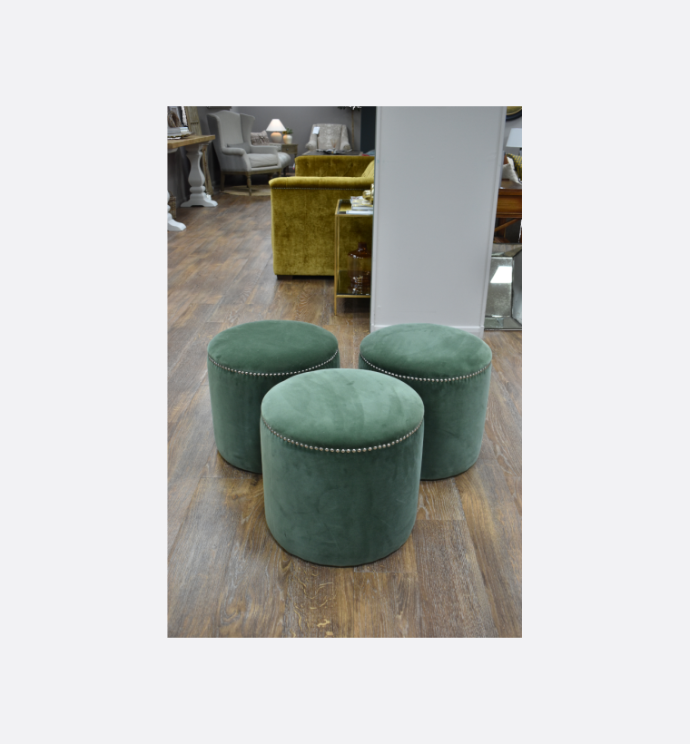 Oka Constellini Velvet Moss Ottoman Ex Display