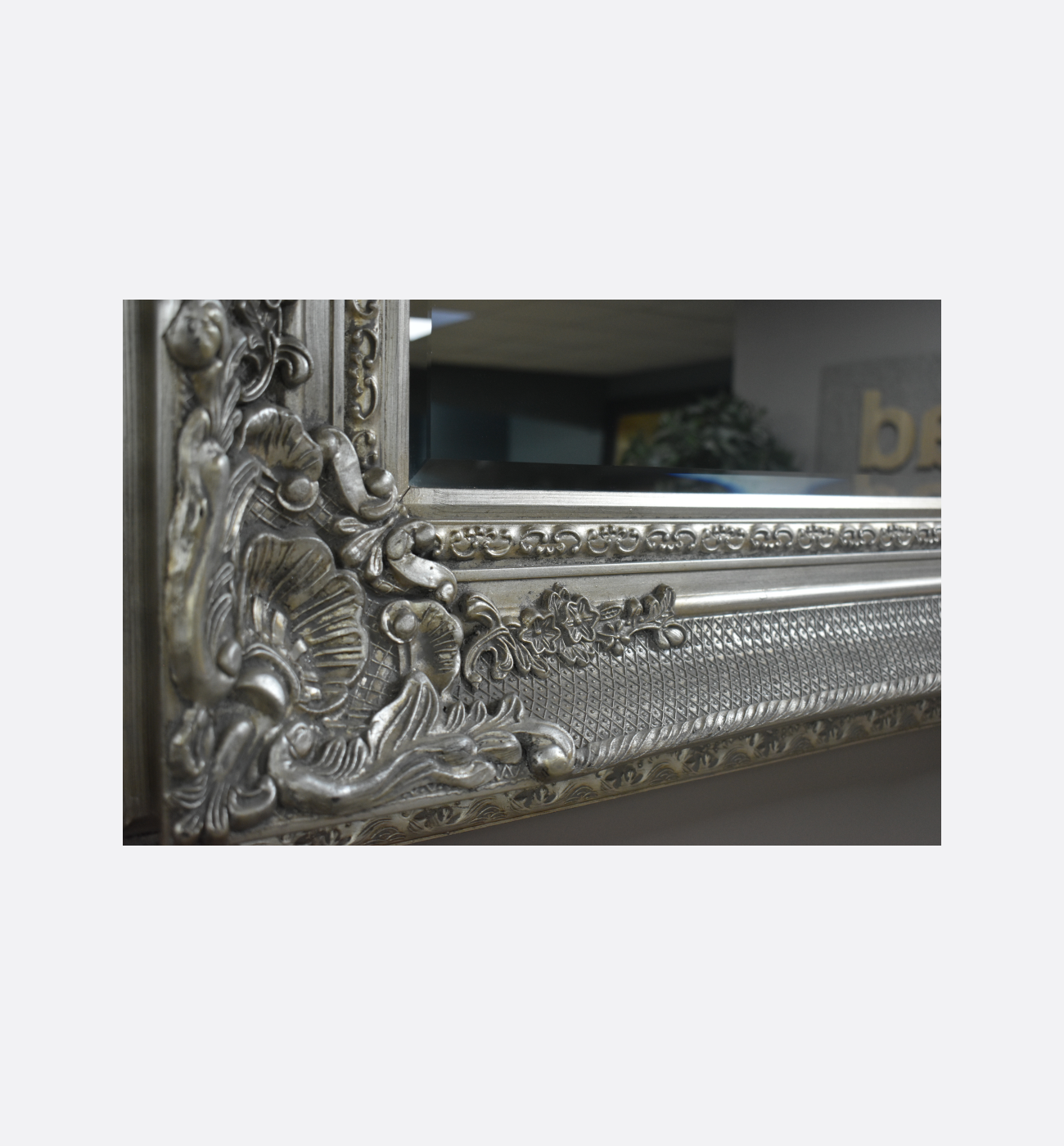 Ornate Silver Framed Mirror Ex Display Img2 Ornate Silver Framed Mirror - Ex-Display - Image 3