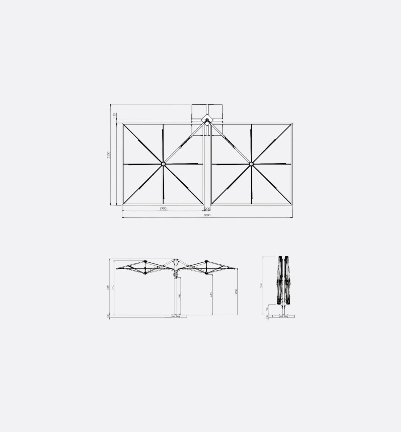 Scolaro Dual V Timber Parasol Ex Display Img3 Scolaro Dual V Timber Parasol Ex Display Img3